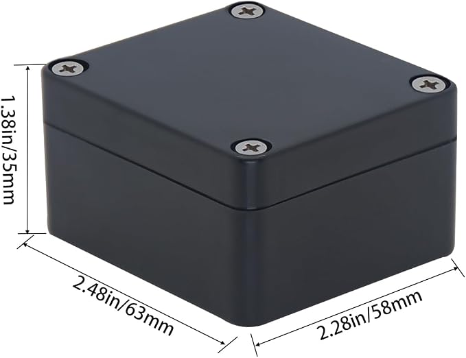 Project Box IP65 Waterproof Junction Box ABS Plastic Black Electrical Boxes DIY Electronic Project Case Power Enclosure2.48 x 2.28 x 1.38Inch (63 x 58 x 33mm)