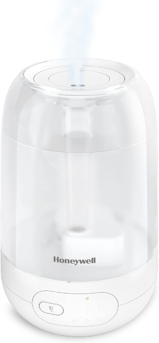 Honeywell Ultra Comfort Cool Mist Humidifier With Humidistat, 1.5 Gal Tank, No Filter, Digital Controls, Cleaning Brush Included, Ultra Quiet, Use With Essential Oils, White, HUL565W