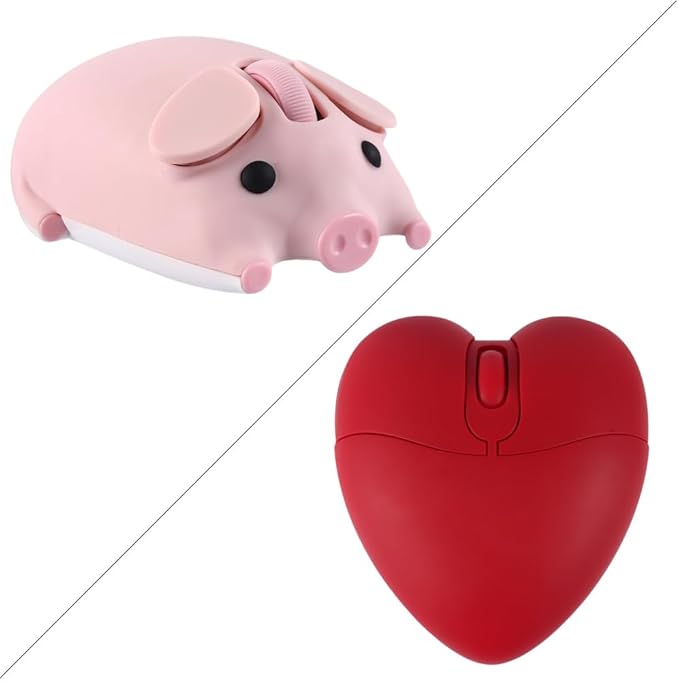 Wireless Mouse Cute Pig Design Bluetooth Dual Mode Portable Compact Lightweight Silent Optical Kawaii Mice Kids Girls Student School Office Gift,Cute Red Love Heart Shape Wireless Bluetooth Mice