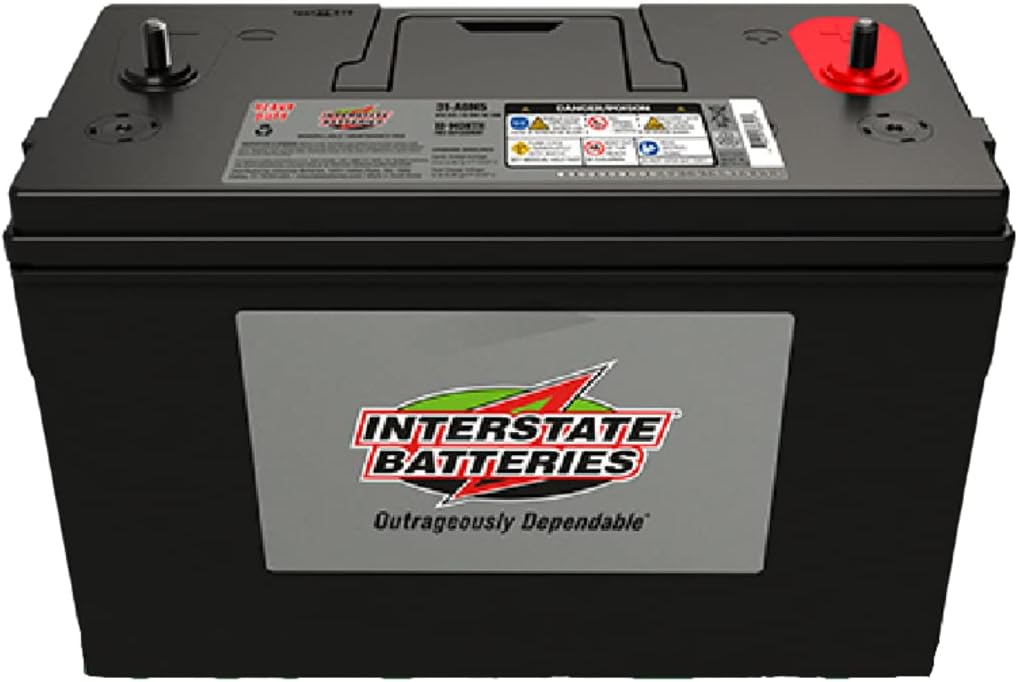 Interstate Batteries Marine Deep Cycle Battery 12V 100Ah 925CCA (31-AGM5) Pure Matrix Power Commercial Battery Pure Lead AGM Replacement (Group 31) Auxiliary Units APU, Starting Engines, Heavy Duty