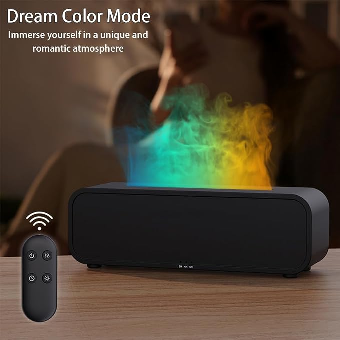 Dream Color Flame Diffuser Humidifier, Music Sync Ultra-Quiet Aroma Essential Oil Diffuser, 250ml Aromatherapy Mist Humidifier with Auto-Off, Timeable for Bedroom, Home, Office(Black)