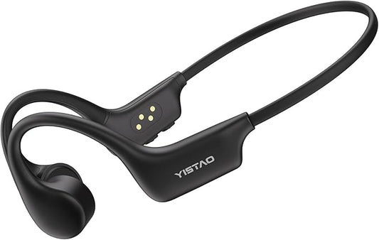 Bone Conduction Headphones, Open Ear Headphones Wireless Earphones, 32GB MP3, 8 Hours Playtime, Bluetooth 5.3, IP68 Waterproof Earphones for Running and Fitness Workout - Black