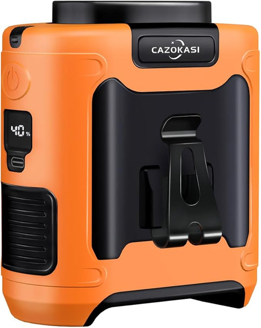 CAZOKASI Personal Waist Clip Fan Rechargeable Wearable Hand Free Wearable Cooler Fan for Traveling Working Outdoor Office (10000mAh / Orange)