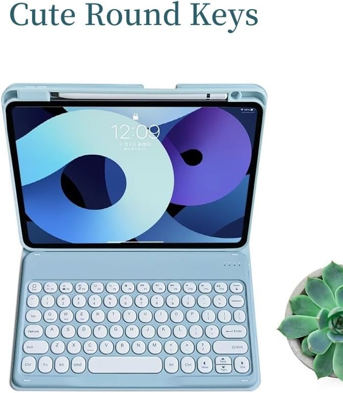 kaitesi Keyboard Case for iPad Pro 11 inch (M5, 2025) Case with Detachable Round Key Color Keyboard Cover Supports Pencil Magnetic Charging,Mint Green
