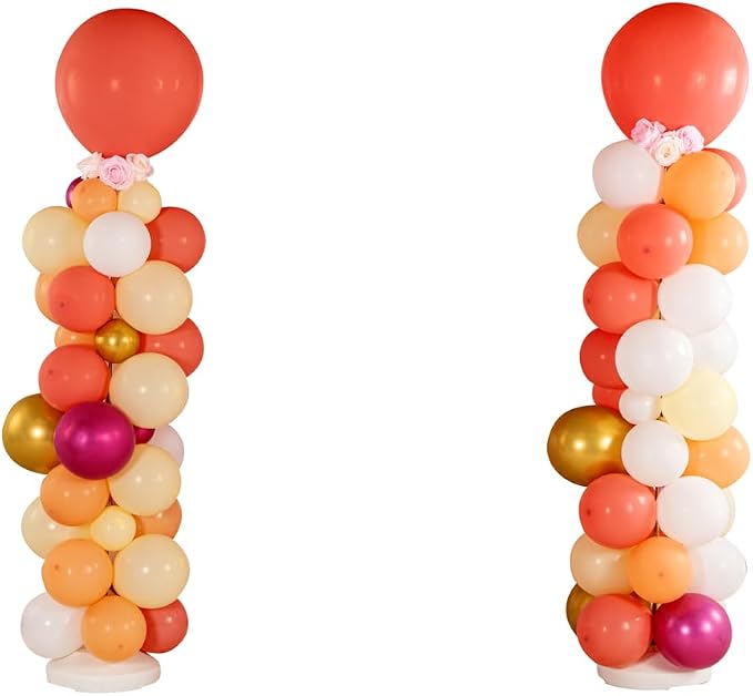 Restaurantware-Balloonify Balloon Garland Set, 1 Party Decoration Kit - 89 Balloons, With Chain, Coral, Pink, & Yellow Latex Balloon Arch Kit, With Glue Dots, Ribbon & Flowers