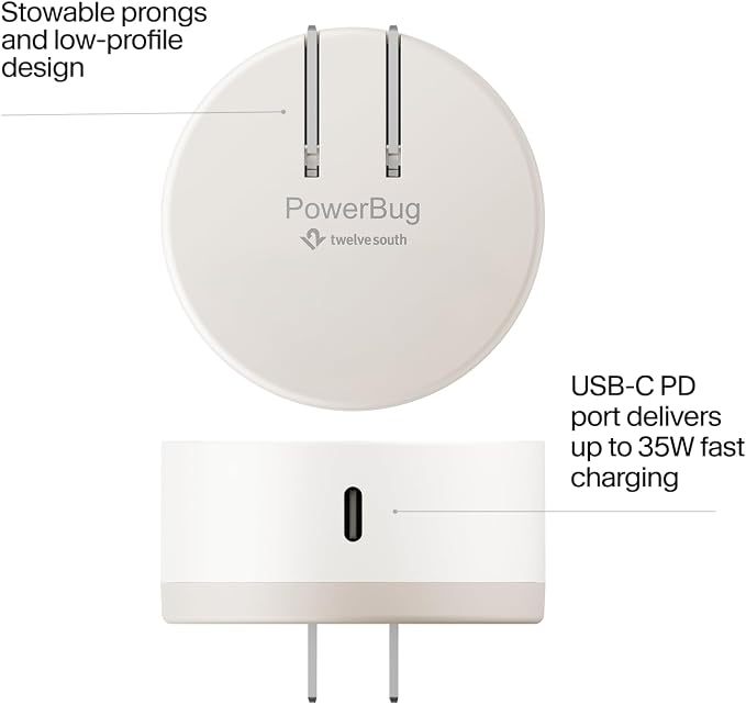 Twelve South PowerBug MagSafe Compatible Qi2 Magnetic Wireless Charger with 35W USB-C Hub – Fast Charging for iPhone 17, 16, 15, 14 & More – Dune