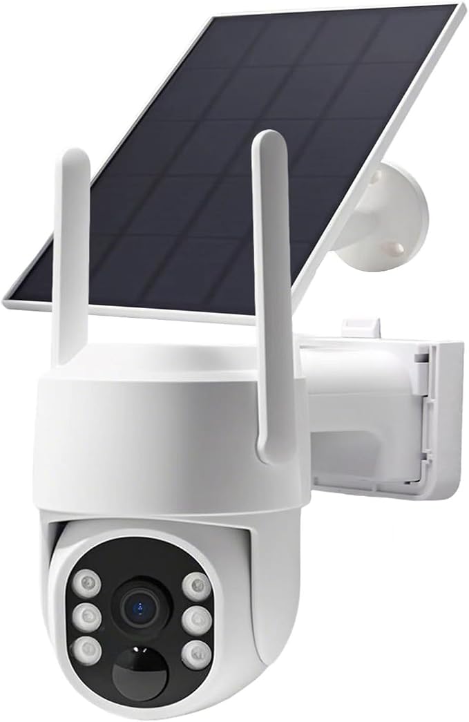 Solar Camera Outdoor Wireless, 4MP HD View, 3W High-efficient Solar Panel, Built-in Battery, 360° Pan Tilt, PIR Sensor, Smart Color Night Vision, WiFi Wireless Connection