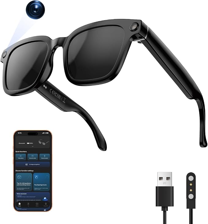 XO AI Smart Glasses,HD 1080P Camera Glasses with Video Recording & Photo Taking,140+ Language Real-Time Translation Glasses Perfect for Travel, Business(Transparent Anti-Blue)
