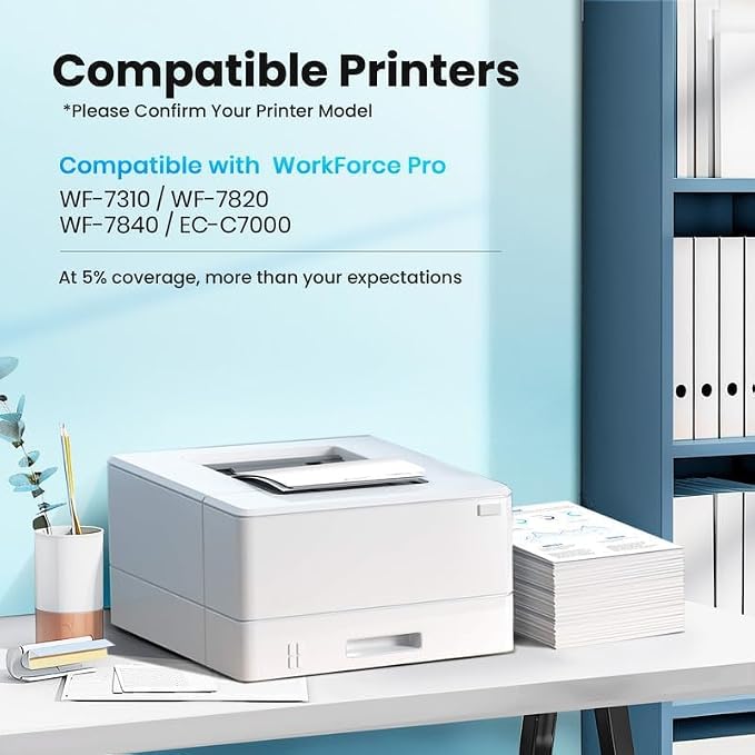 Remanufactured Ink Cartridge Replacement for Epson 812XL Ink Cartridges Combo Pack for 812XL Ink Cartridges for Workforce Pro WF-7840 WF-7820 WF-7310 EC-C7000 Printer (4 Pack)