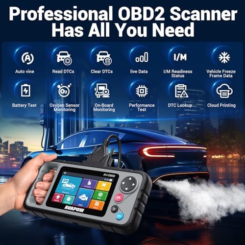 AVAPOW 6000A Car Battery Jump Starter Portable (12V DC Output for All Gas or up to 12L Diesel) & AV-D600 4 Systems OBD2 Scanner