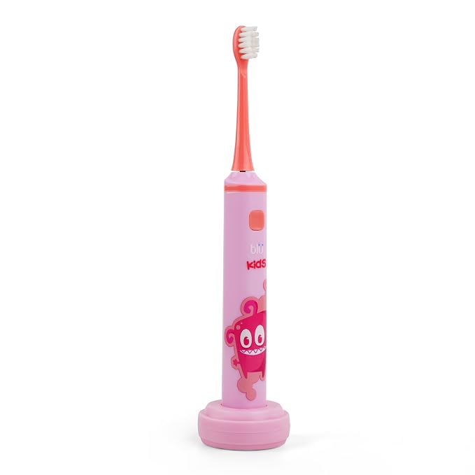 Blu Smart Toothbrush for Kids Up to 8 Years, App-Enabled Sonic Toothbrush with Live Tracking, Helps Build Healthy Brushing Habits, Rechargeable Electric (Pink)