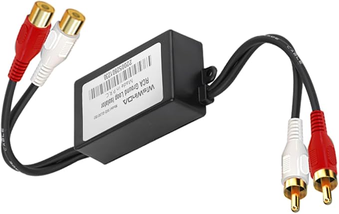 RCA Noise Filter Hum Eliminator Ground Loop Isolator (No Affect Bass) Quality Isolator for HiFi Stereo Home Theater Car Audio Player (Black)