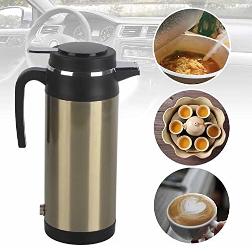 EVGATSAUTO Electric In-car Kettle, 1000ML 12V/24V Stainless Steel Electric In-car Kettle Travel Thermoses Heating Water Bottle (24V)