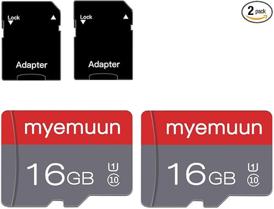 2 Pack 16 GB Micro Memory Card with Adapter, TF Memory Card Class 10, Mini Memory Card for Smartphone/Tablet/Camera/Personal Computer (16GB*2)