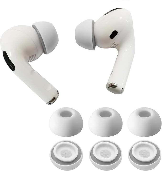 KASOTT Upgraded Memory Foam&Silicone Hybrid Ear Tips for AirPods Pro 1st & 2nd Gen,Ultra-Comfort,Anti-Slip Eartips,Perfect Noise Reduction,Fit in The Charging Case,3 Pairs (Grey, Assorted S/M/L)