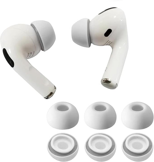 KASOTT Upgraded Memory Foam&Silicone Hybrid Ear Tips for AirPods Pro 1st & 2nd Gen,Ultra-Comfort,Anti-Slip Eartips,Perfect Noise Reduction,Fit in The Charging Case,3 Pairs(Grey, Small)