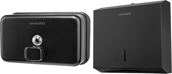 Black Commercial Soap Dispenser and Paper Towel Dispenser Bundle