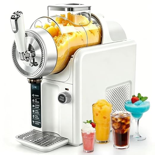 Slushie Machine for Home, No Ice Needed Slushy Machine & Frozen Drink Machine, 6 Presets, Real-Time Temp Display, Auto-Clean Slushy Maker Machine for Margaritas, Frappes, Milkshakes, Party Size(White)