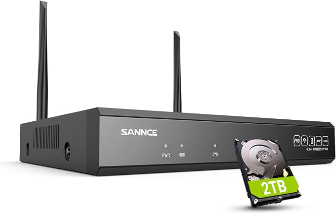 SANNCE 10CH 5MP NVR All-in-One Wireless CCTV Security Camera System with 2TB HDD Waterproof Surveillance IP Camera System,Plug an Play,Enhance Signal,P2P,Snapshot Email Alert & APP Push