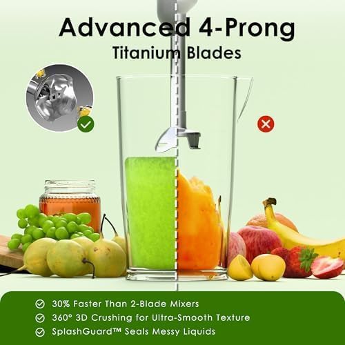 Cordless Immersion Hand Blender, 5-in-1 Variable Speed blender handheld,Rechargeable with 2000mAh Battery, BPA-Free & Dishwasher-Safe Accessories:700ml Beaker,Chopper,Whisk & Milk Frother,Red