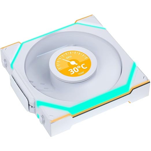 Lian Li UNI Fan SL LCD Wireless (Reverse Blade) 120mm ARGB Fan - Single Pack - 1.6" LCD - 2.4 GHz Wireless Signal for RGB & Control - Controller NOT Included & Required - White(12RSLLCD1W1W)