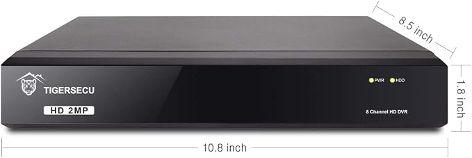 TIGERSECU Super HD 1080P 8 Channel DVR Security Recorder with 1TB Hard Drive, Hybrid 6-in-1 CCTV DVR Recorder Compatible with 2MP and 5MP TVI, AHD, CVI, Analog, RS485 PTZ and IP Cameras