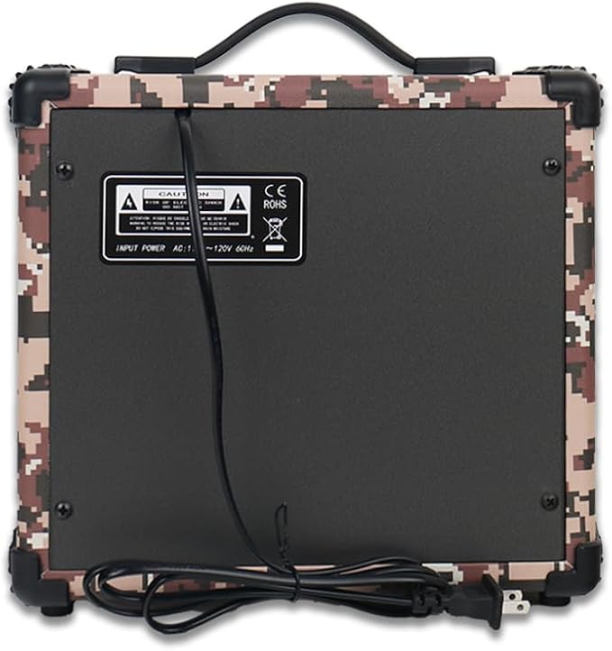 Electric Guitar Amp Pixel Mosaic Color 20W 6.5Inch Speaker Portable Size Input Jack Aux Drive Gain Bass Treble Volume Headphone Multi Function Suitable for Beginner Starter Practice in Home Outdoor