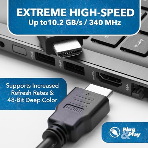 OREI Ultra High Speed 4kHDMI Cable 6ft – High-Speed 10.2Gbps, 3D, ARC, Ethernet – Premium 6ft HDMI Cable for TVs, Monitors, Home Theater & Gaming (100 Pack)