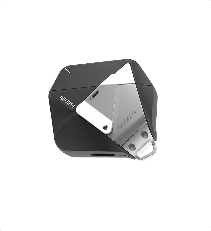 Aulumu A29 Geometric AirPods 4 Case with Lock | Protective Cover with Nylon Buckle | Alloy Armour | Compatible with Apple AirPods 4th (2024) - Black