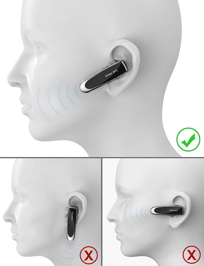 Link Dream Bluetooth Earpiece for Cell Phone Hands Free Wireless Headset Noise Cancelling Mic 24Hrs Talking 1440Hrs Standby Compatible with iPhone Samsung Android for Driver Trucker (2 Pack)