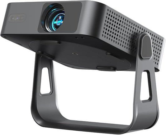 [Auto Focus]Light Black Smart Mini Projector with WiFi and Bluetooth, XuanPad 4K Support Movie Projector, Portable Native 1080P Outdoor Projector with 360° Stand