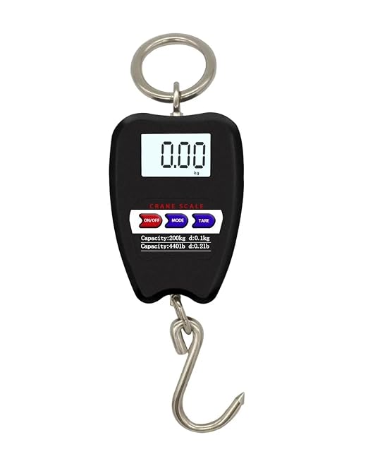 Luggage Scale, 200kg Digital Hanging Scale Crane Scale Industrial Heavy Duty Hanging Hook Scales Stainless Steel for Kitchen Weighing Tools(Black)