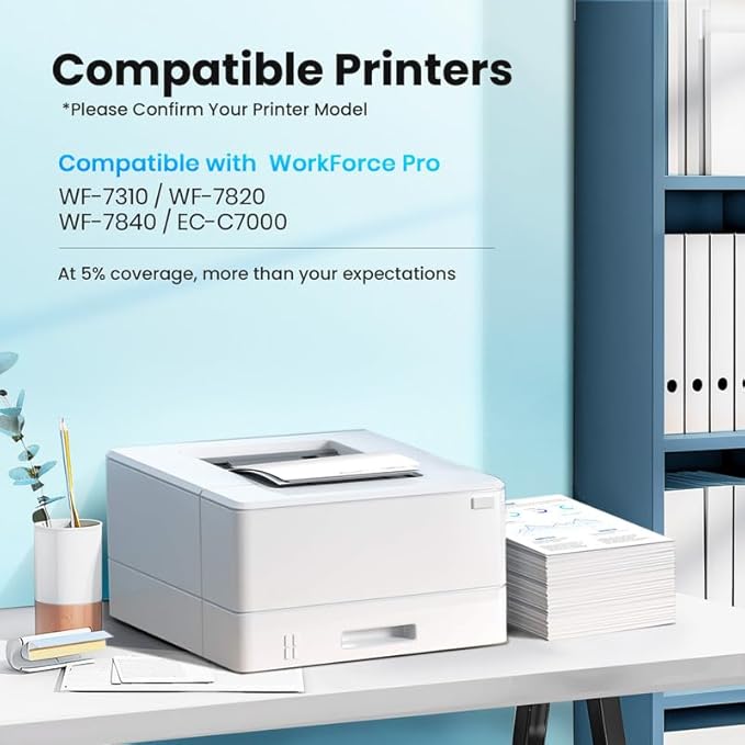 Remanufactured Ink Cartridge Replacement for Epson 812XL Ink Cartridges Combo Pack for 812XL Ink Cartridges for Workforce Pro WF-7840 WF-7820 WF-7310 EC-C7000 Printer (5 Pack)