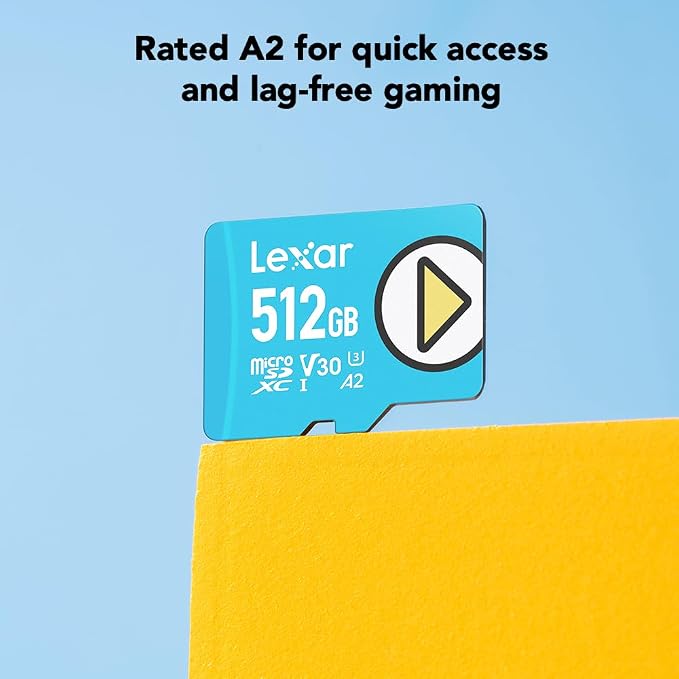 Lexar 512GB Play Blue Micro SD Card, UHS-I, C10, U3, V30, A2, 4K, Up to 160MB/s microSDXC Memory Card, Expanded Storage for Nintendo-Switch 1, Gaming Devices, Smartphones, Tablets (LMSPLBL512G-BNNNU)