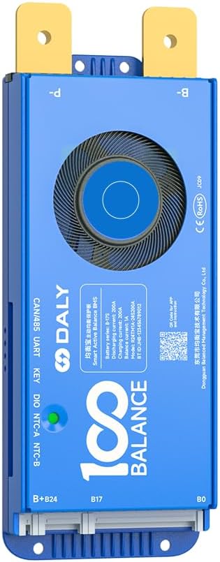 DALY BMS 200A 8S - 24S Built in Bluetooth 1A Active Cell Balancing RS485 CAN for 24V - 72V LiFePO4/Li - ion/LTO Battery Packs Perfect for Golf Cart, Home Energy System, E - Bike
