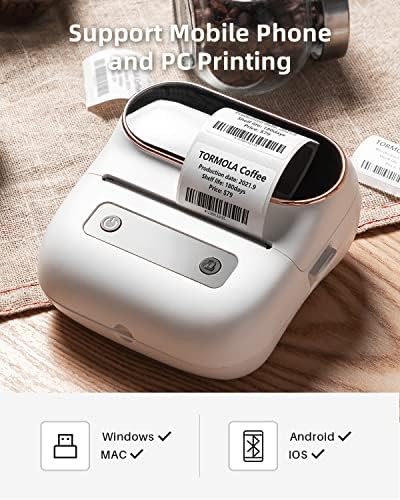 Phomemo M220 Label Maker & 4 Roll Label, 3.14 Inch Bluetooth Thermal Label Printer for Barcode, Address, Labeling, Mailing, File Folder Label, Easy to Use, Support Smartphone, Tablet&PC