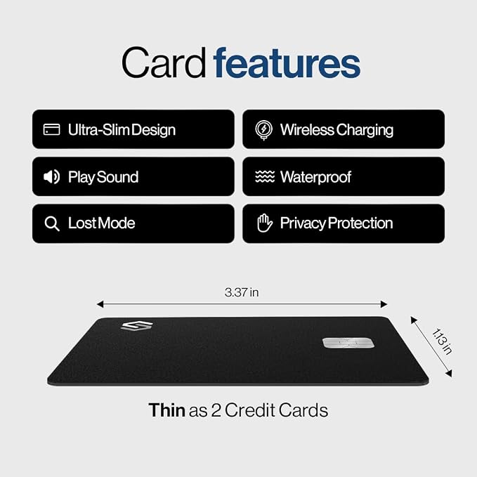 SPOTMINDERS Apple MFi Certified Credit Card Wallet Tracker PRO 4-Pack (iOS Only) Works with Apple Find My Rechargeable Tracking Card for Wallet IP68 0.07in Slim iPhone Item Finder for Luggage or Purse