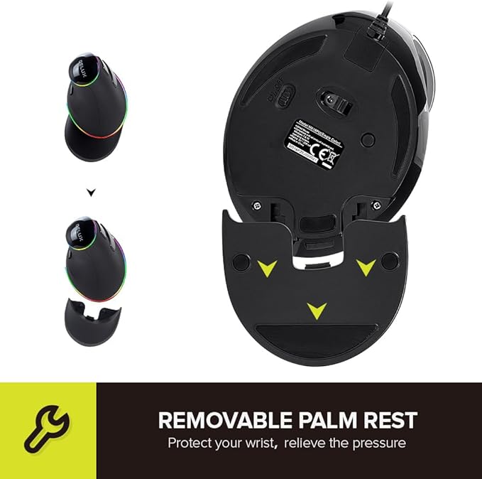DELUX Wired Ergonomic Mouse and Mechanical Gaming Keyboard Combo, M618PLUS RGB Ergonomic Vertical Mouse, KM87PRO Wireless Mechanical Keyboard (M618PLUS RGB-KM87PRO)