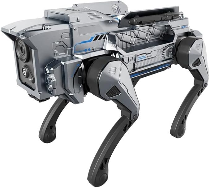 Inventobots AI Military Wolf Remote Control Robot Dog, Plastic, Interactive Touch, Educational Learning, Artificial Intelligence Mechanical Wolf with Controller (Grey)