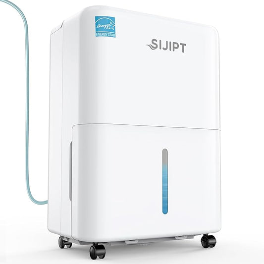 80 Pints Dehumidifier with Pump, Sijipt Energy Star Dehumidifier for Basement Home and Large Room with 6.56 inch Drain Hose, Auto-Shutoff 24H Timer, and Memory Starting | Energy Star, Built-in Pump Drains 16.4ft Vertically, 6.56ft Drain Hose, Auto Shut...