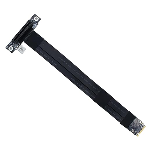 10Gtek M.2 NVMe (M Key) to PCIe 3.0 x4 Extension Cable with a 4Pin to SATA Power Cable, M.2 180 Degree to PCIe 90 Degree Right Angled Riser Adapter, Desktop GPU & SSD Mounting Solution, 15cm/0.5ft