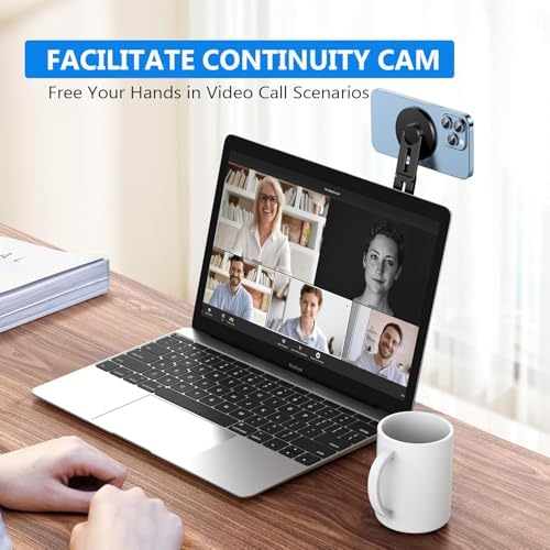 MagSafe Laptop Side Phone Mount & Mini Magnetic Phone Tripod Bundle, Adjustable Magnetic Phone Holder for iPhone 12–17 & Tesla Car Desktop Use