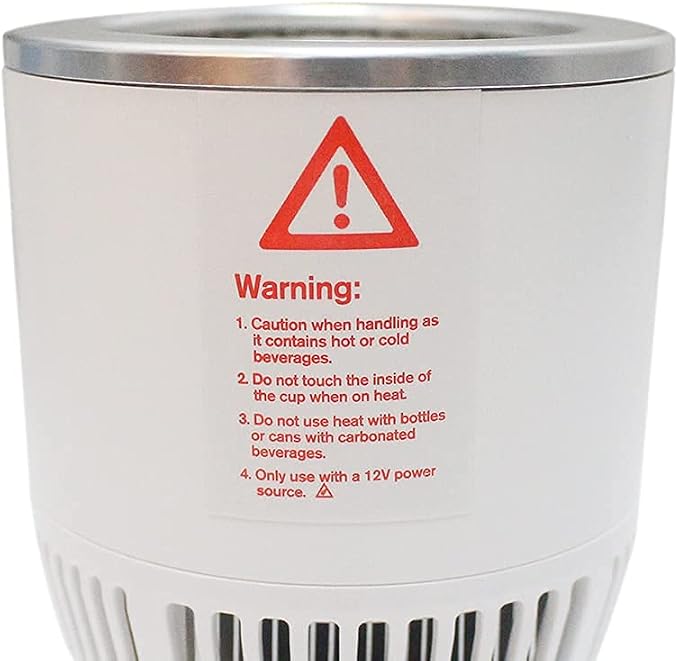 Auto Car Cup Holder Heating Cooling Drinks Smart Cooler Warmer Heater for Coffee Beverage Milk (White with Silver)
