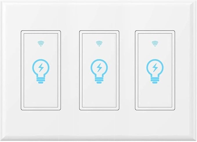 Micmi WiFi Light Switch, Alexa & Google Home Compatible, Timing Function, 3 Gang Smart Touch Switch