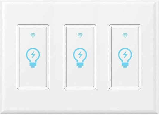 Micmi WiFi Light Switch, Alexa & Google Home Compatible, Timing Function, 3 Gang Smart Touch Switch