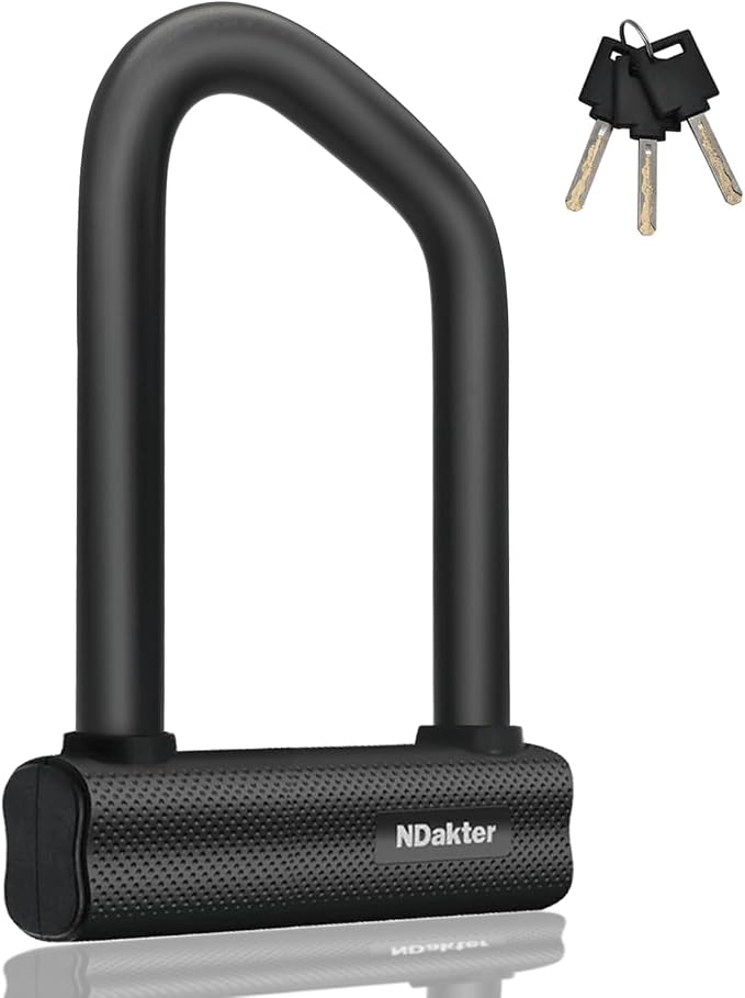 NDakter Bike Locks Heavy Duty Anti Theft, Bicycle U Lock for Ebike, 18mm Shackle with 3 Keys for Electric Escooter, Mountain & Folding Bike, Tri-Bike Wheel Lock Sturdy