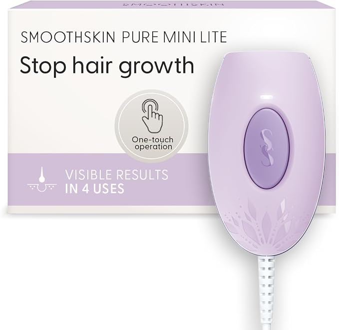SmoothSkin Pure Mini Lite IPL Lilac Hair Removal Device – Compact At-Home Laser Hair Removal for Women, Safe for Face & Body, Permanent Hair Reduction, Gentle & Painless, Salon-Quality Results