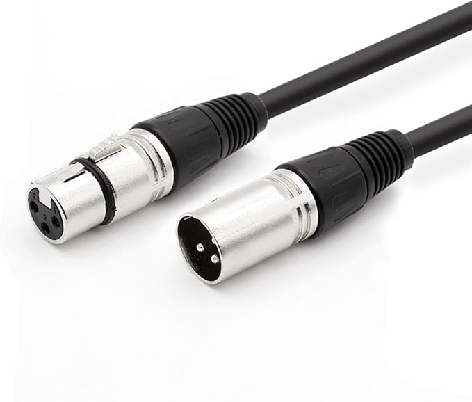 DREMAKE Audio 50 Foot XLR Cable Patch Cord-3Pin XLR Male to XLR Female Balanced Speaker Cable for Microphone, Stage, DJ, Pro - Black