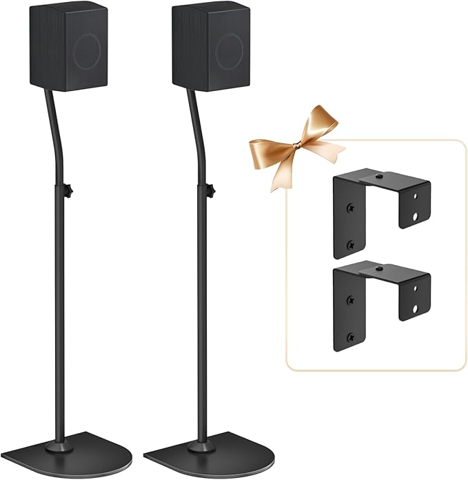 Speaker Stands Pair for Samsung HW-Q990F/Q990H/Q990C/Q990D Rear Speaker Stand with Wall Mount - Height Adjustable Speaker Floor Stands for Q Series Samsung Speaker Stands Pair with Keyhole&Thread Hole