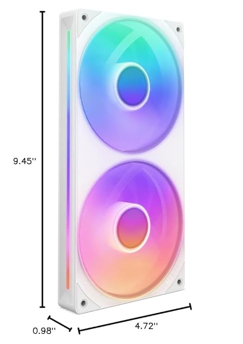 NZXT F240 RGB Core - 240mm Single-Frame Fan Unit with 2 x 120mm RGB Fans - Speed & Lighting Control - High Static Pressure & Airflow - Fluid Dynamic Bearings - 8 aRGB LEDs Per Fan - White